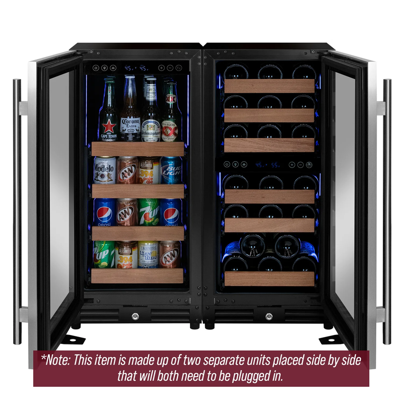 Allavino Reserva Series 30 Bottle/88 Can Triple Zone Side-by-Side Wine Refrigerator & Beverage Center – Stainless Steel