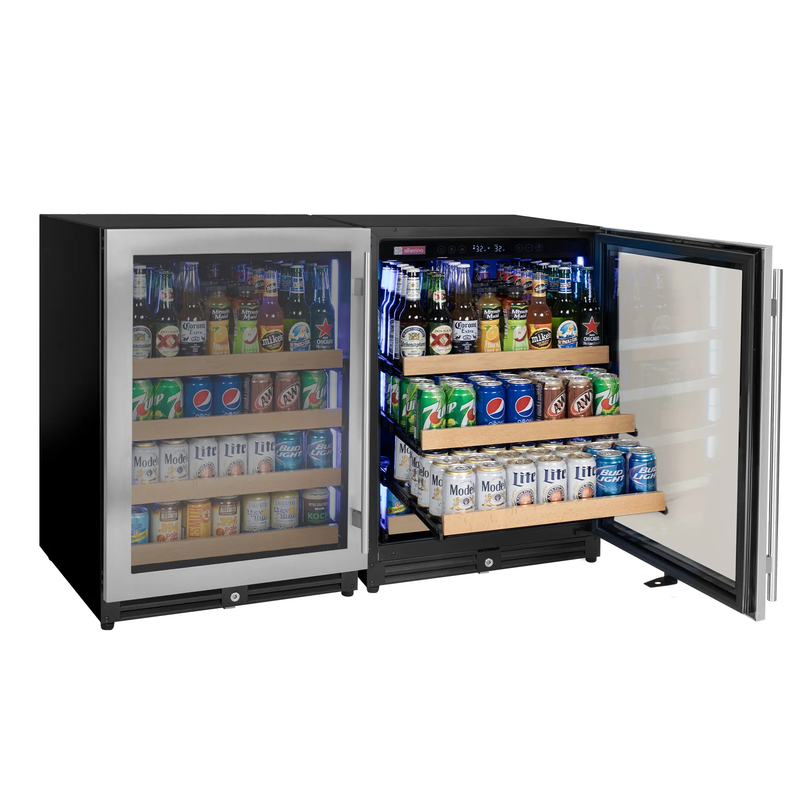 Allavino Reserva Series 47" Side-by-Side Dual Zone Beverage Center – 308 Can Stainless Steel (2X-VSBC24L-SS)