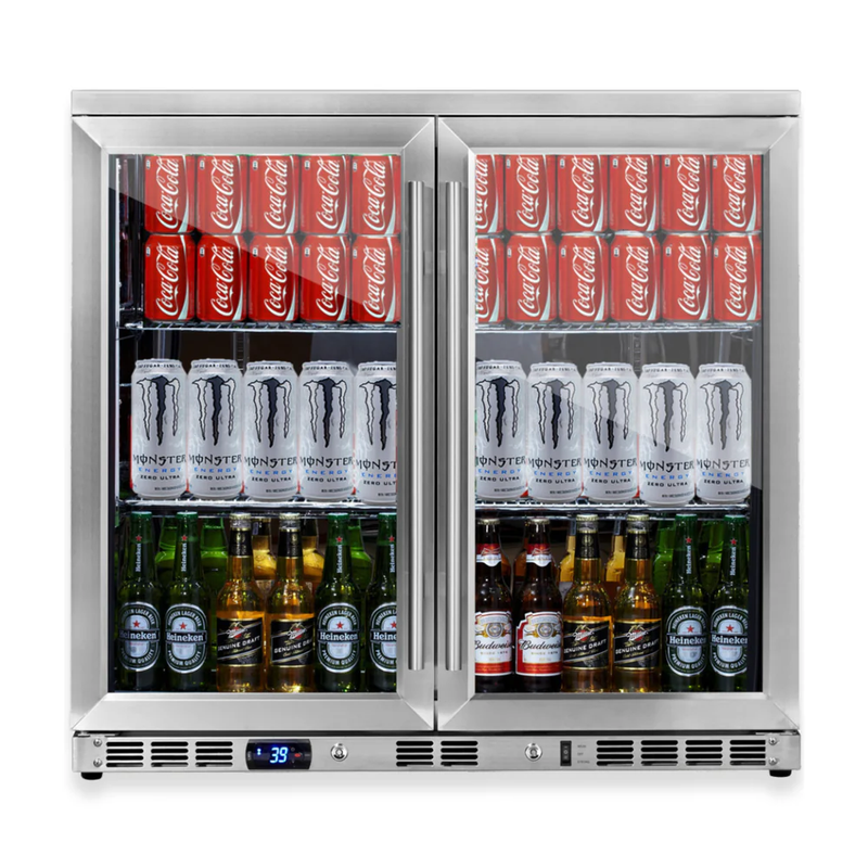 KingsBottle 36" Heated Glass 2-Door Built-In Beverage Refrigerator (KBU56M)