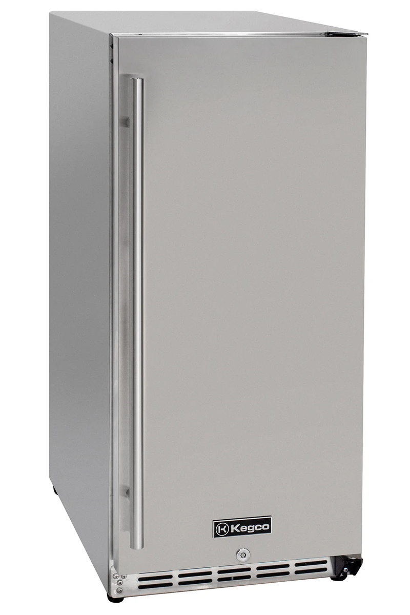 Kegco 15" Wide Built-In Outdoor Commercial Beverage Center – Solid Stainless Door (HK-15BC-SS)