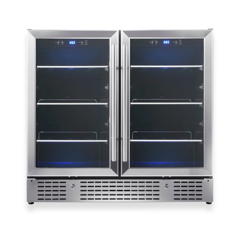 KingsBottle 36" Wide Dual Zone Undercounter Beverage Cooler (KBU190B2-SS)