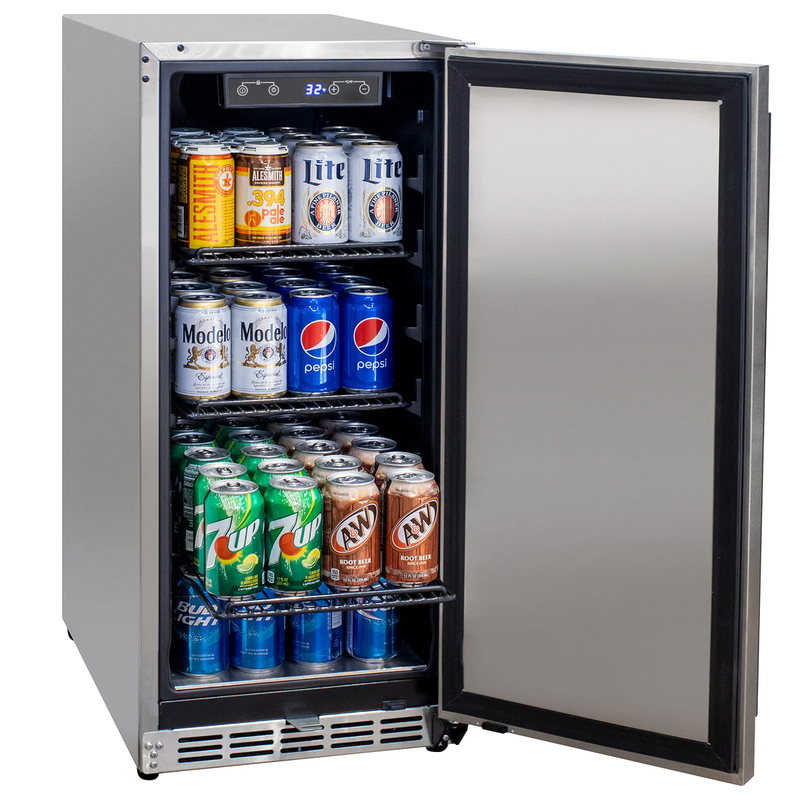 Kegco 15" Wide Built-In Outdoor Commercial Beverage Center – Solid Stainless Door (HK-15BC-SS)